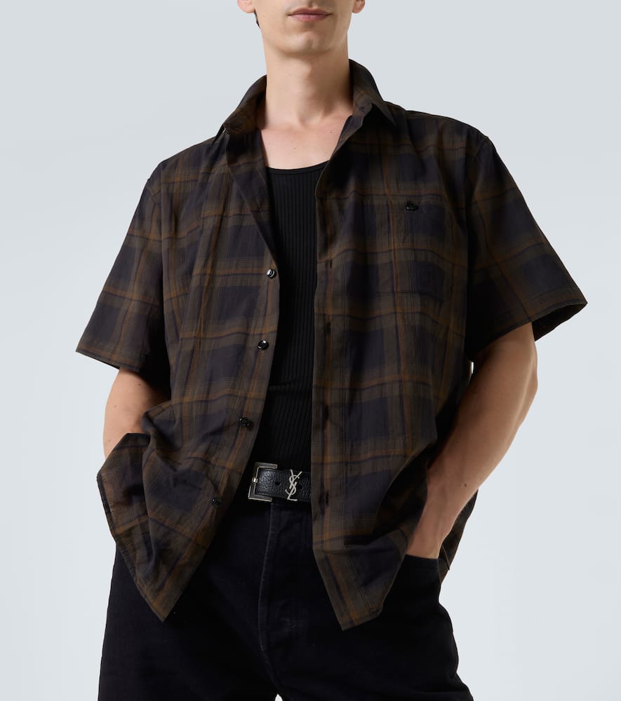 Saint Laurent Tartan checked cotton voile shirt