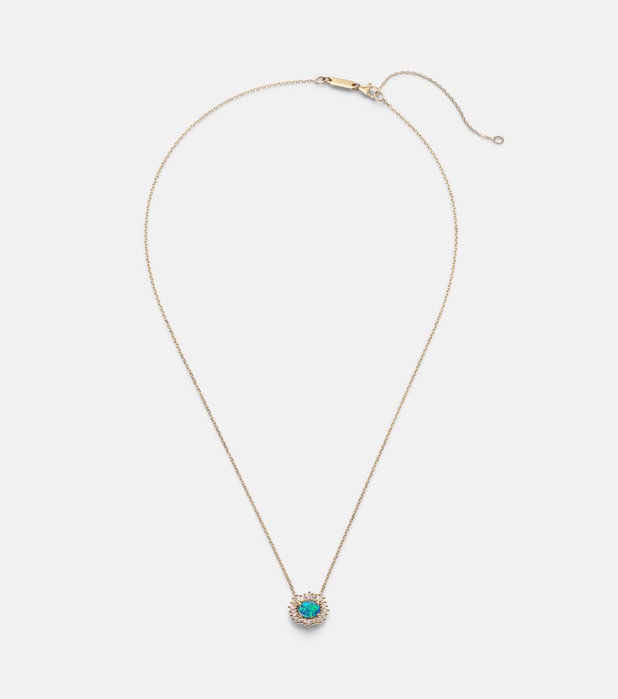 Suzanne Kalan One Of A Kind 18kt Gold Necklace With Opal And Diamonds In Gold