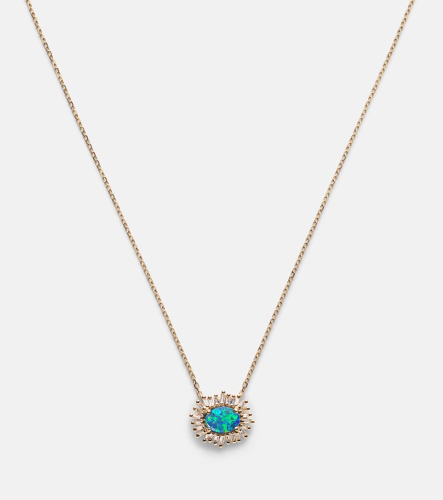 Suzanne Kalan One Of A Kind 18kt Gold Necklace With Opal And Diamonds In Gold