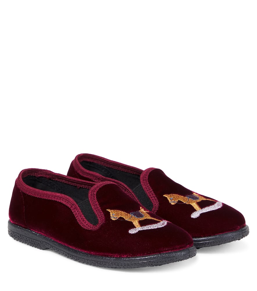 PePe Embroidered velvet slip-on shoes