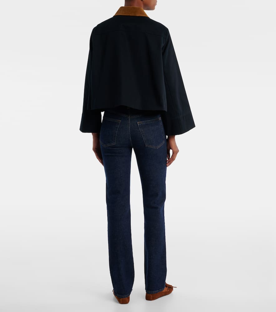 Frame Corduroy-trimmed Cotton-twill Jacket In Black