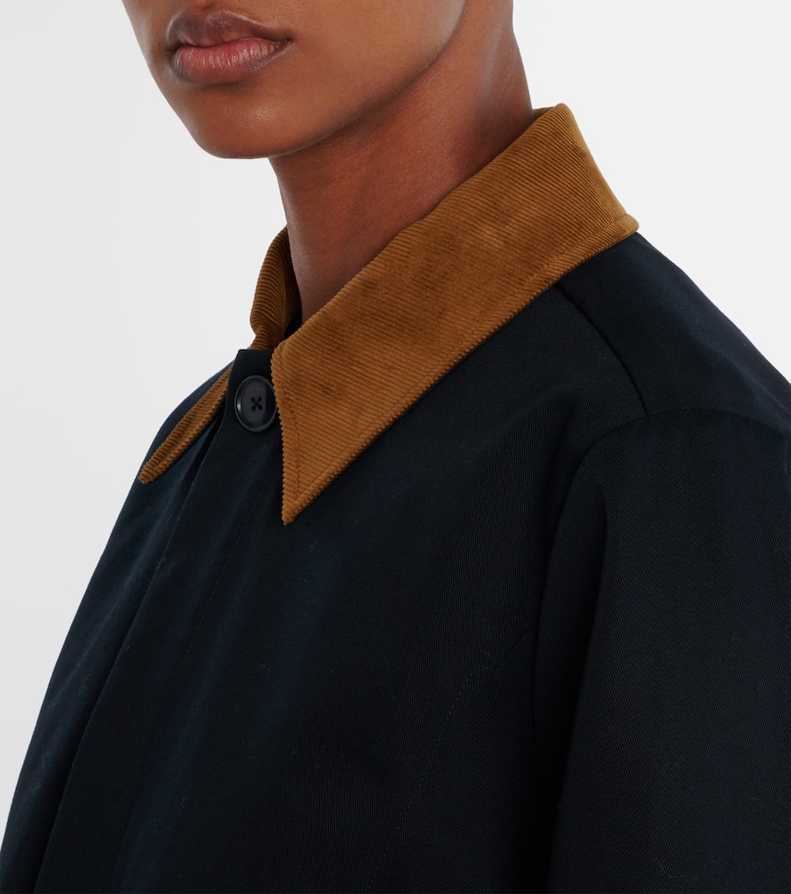 Frame Corduroy-trimmed Cotton-twill Jacket In Black