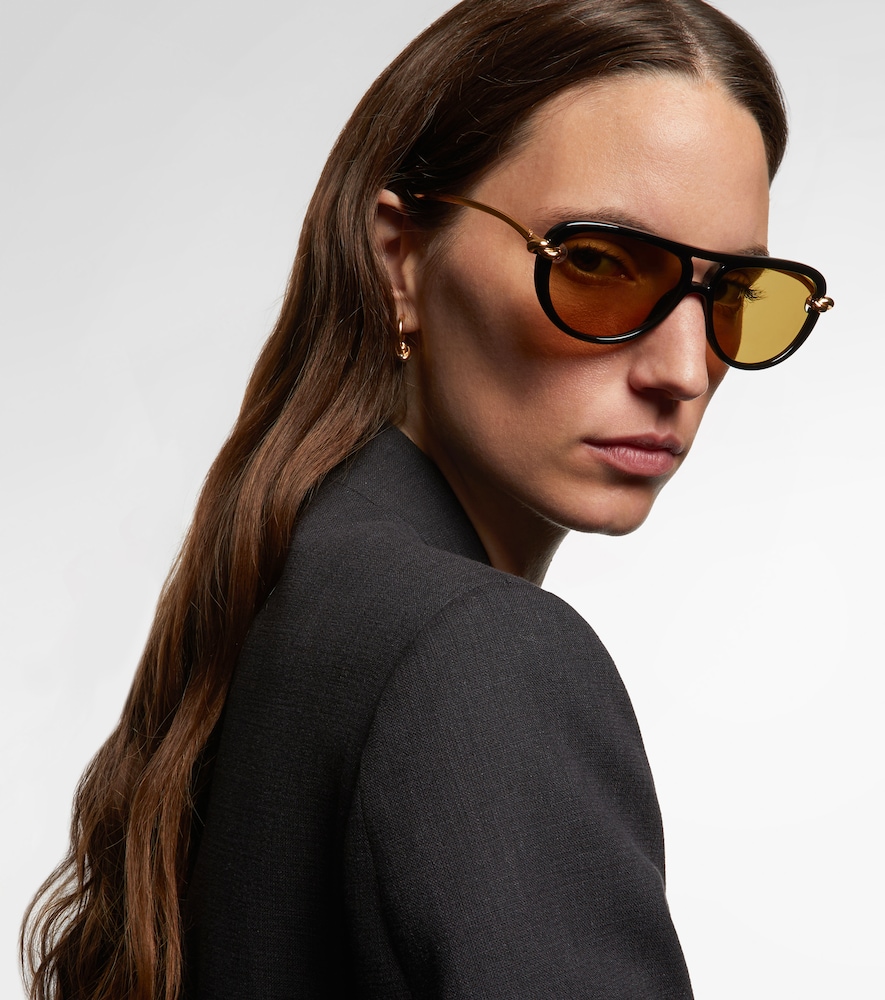 Bottega Veneta Bv1418s Signature Icons 001 Black Gold Yellow Sunglasses In Multi