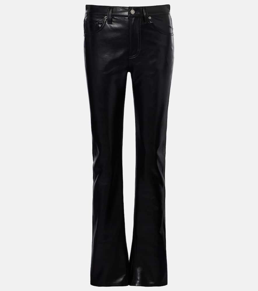 Agolde Mid-rise Leather-blend Bootcut Pants In Black
