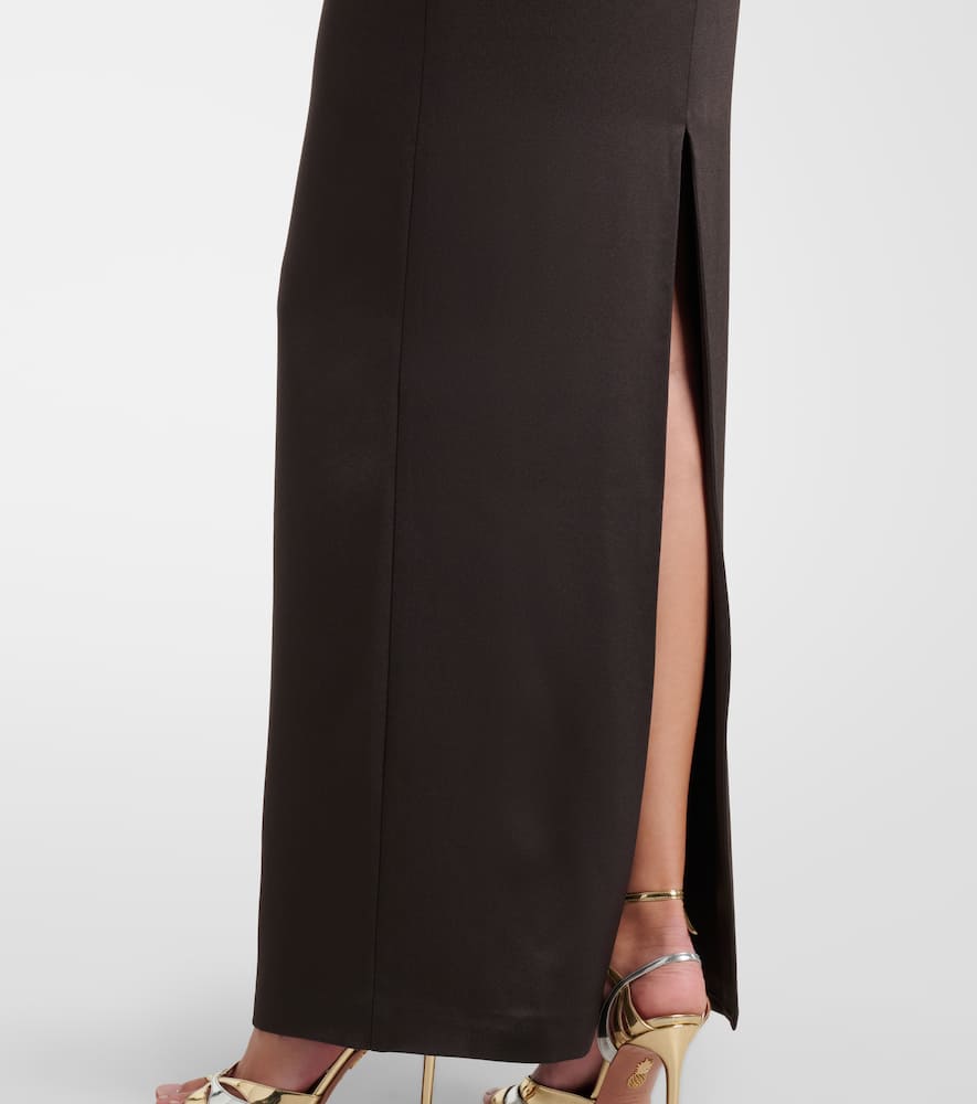 Alex Perry Draped Satin Crêpe Bustier Gown In Brown