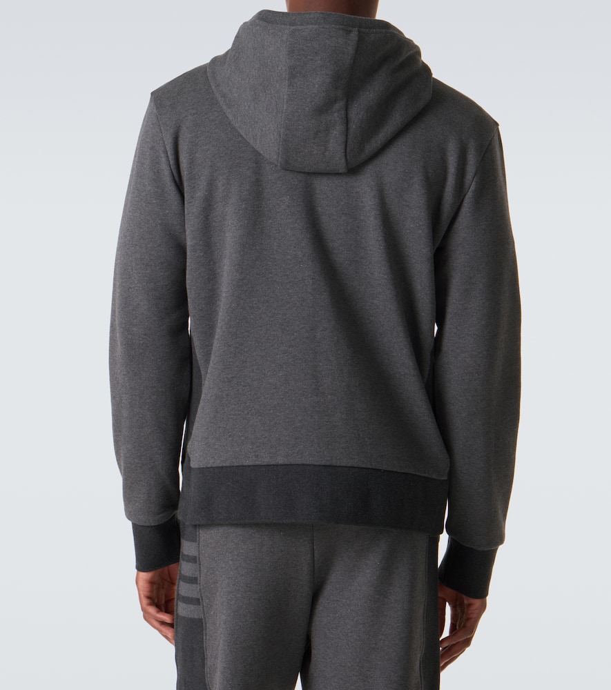 Thom Browne 4-bar Cotton Jersey Zip-up Hoodie In Gray