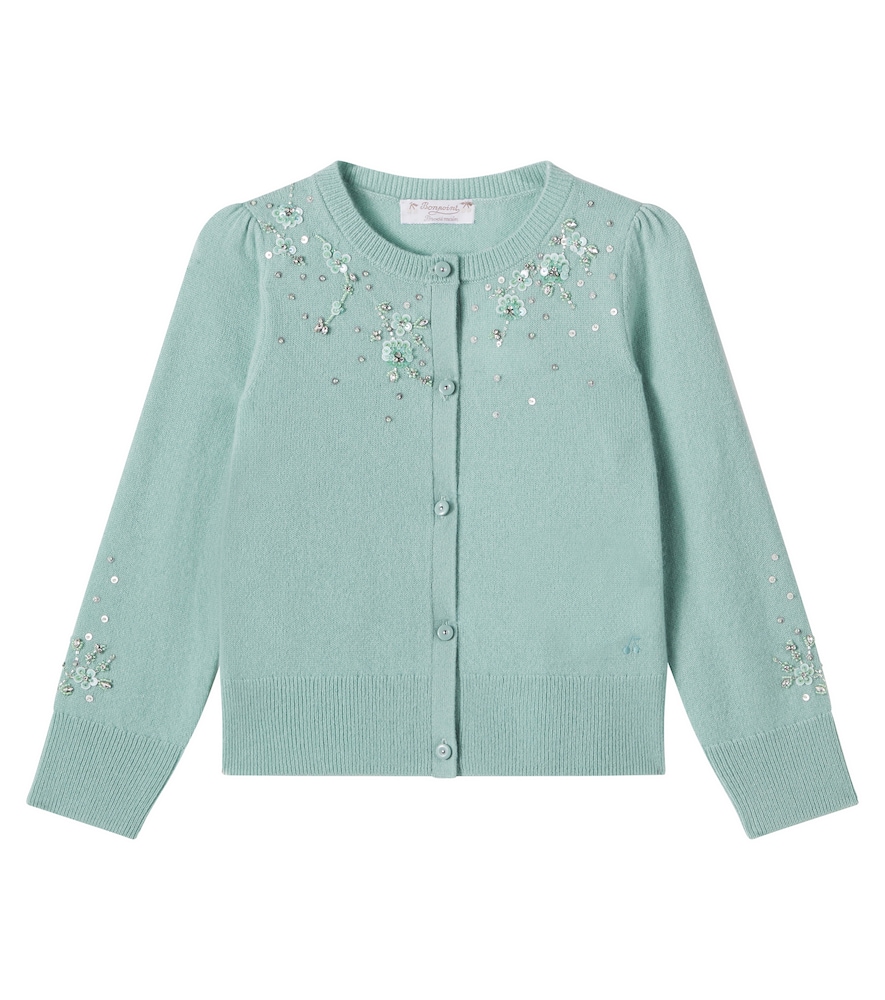 Bonpoint Green Louella Embellished Cashmere Cardigan Y Size 6 - Mytheresa