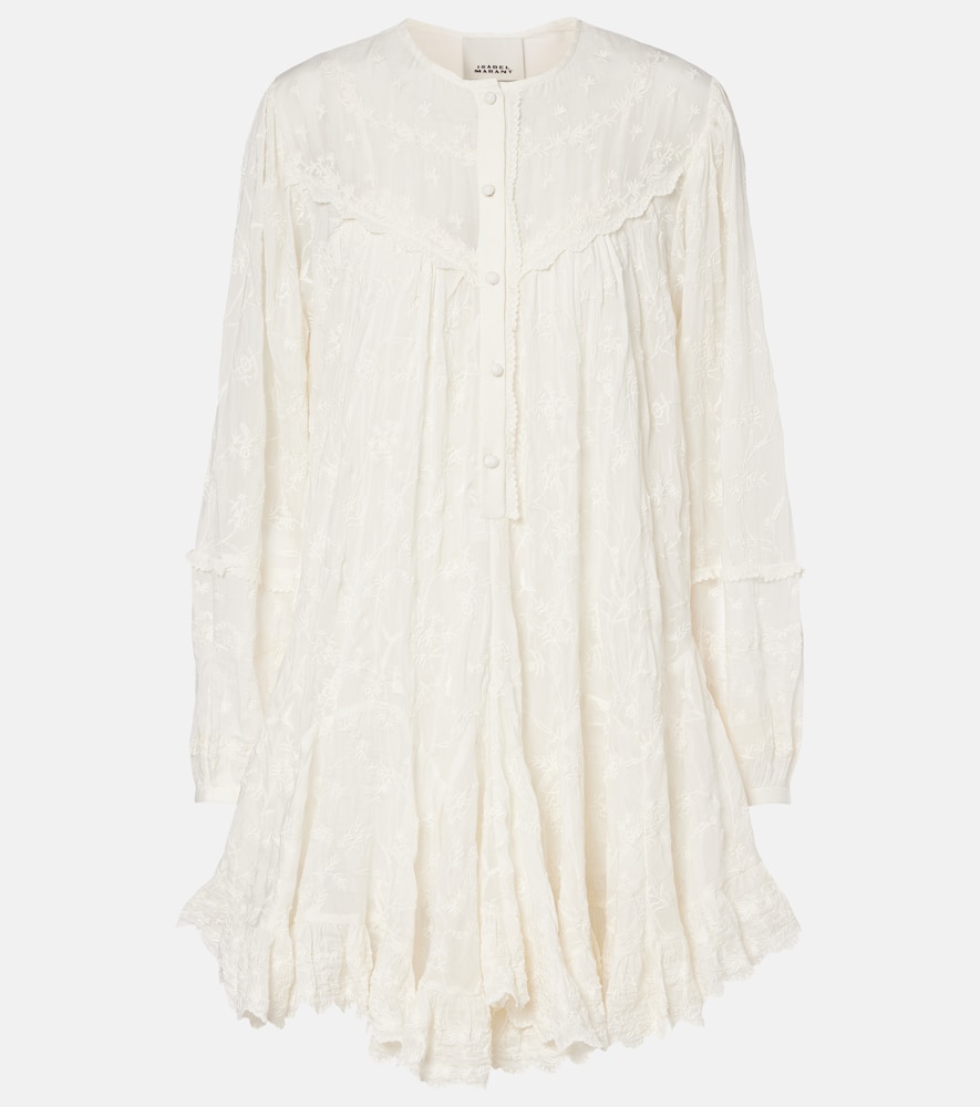 Isabel Marant Women's White Zame Embroidered Cotton And Silk Minidress Uk Size 12
