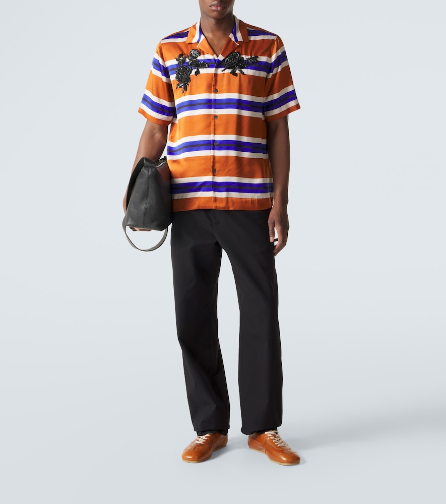  Dries Van Noten Dries Van Noten Embellished Striped Satin Shirt 