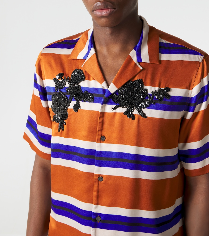  Dries Van Noten Dries Van Noten Embellished Striped Satin Shirt 