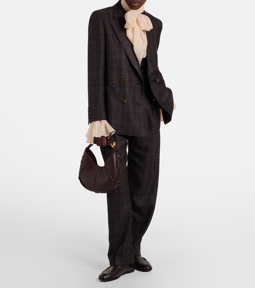 Blazé Milano Fox checked wool and silk wide-leg pants