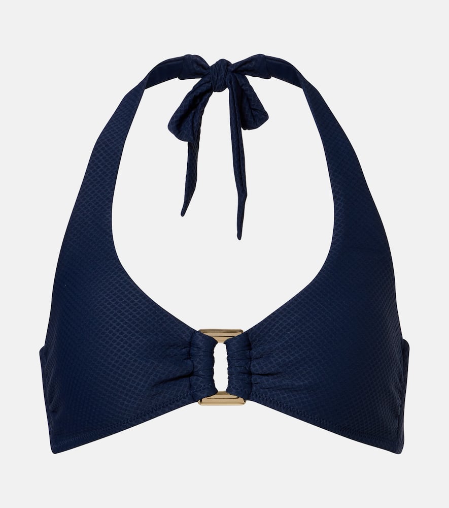 Heidi Klein Halterneck Rectangle Bikini Top In Blue