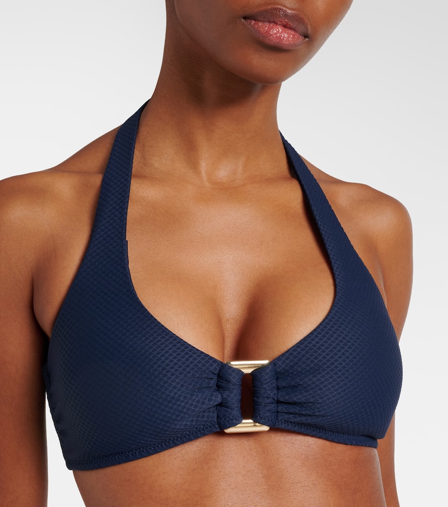 Heidi Klein Halterneck Rectangle Bikini Top In Blue