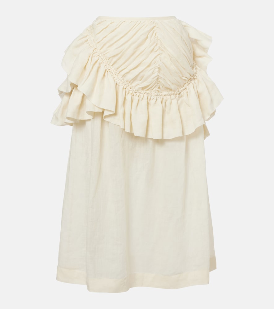 Dries Van Noten Women's White Ruffled Ramie Midi Skirt UK Size 14 - Mytheresa