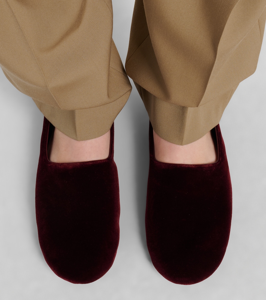 The Row Ponti velvet slip-on shoes