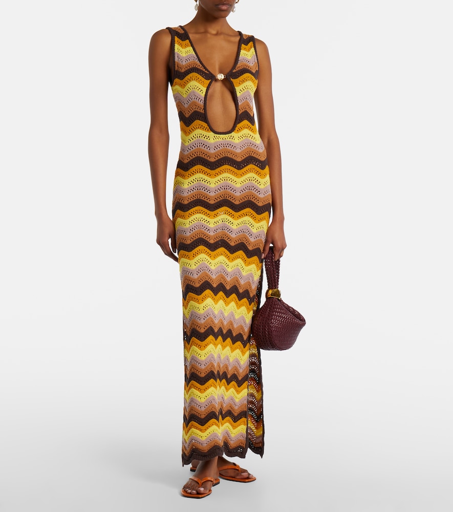 Bananhot Charli chevron crochet cotton-blend maxi dress