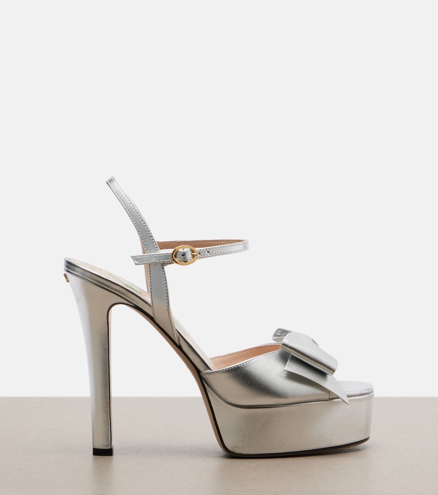 Garavani Bowow Metallic Leather Platform Sandals