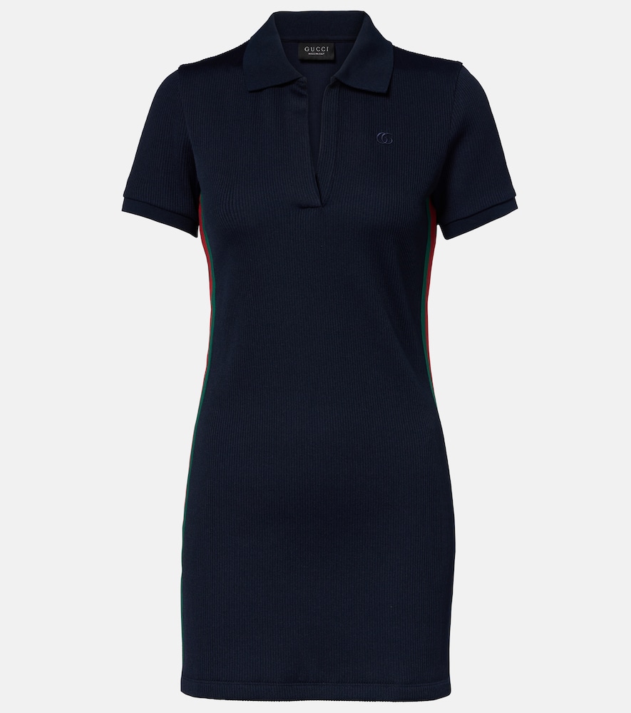 Abito polo Web in jersey a coste a righe