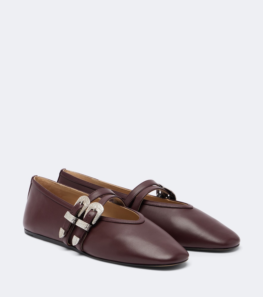 Le Monde Beryl Le Monde Béryl Claudia Leather Mary Jane Flats In Burgundy