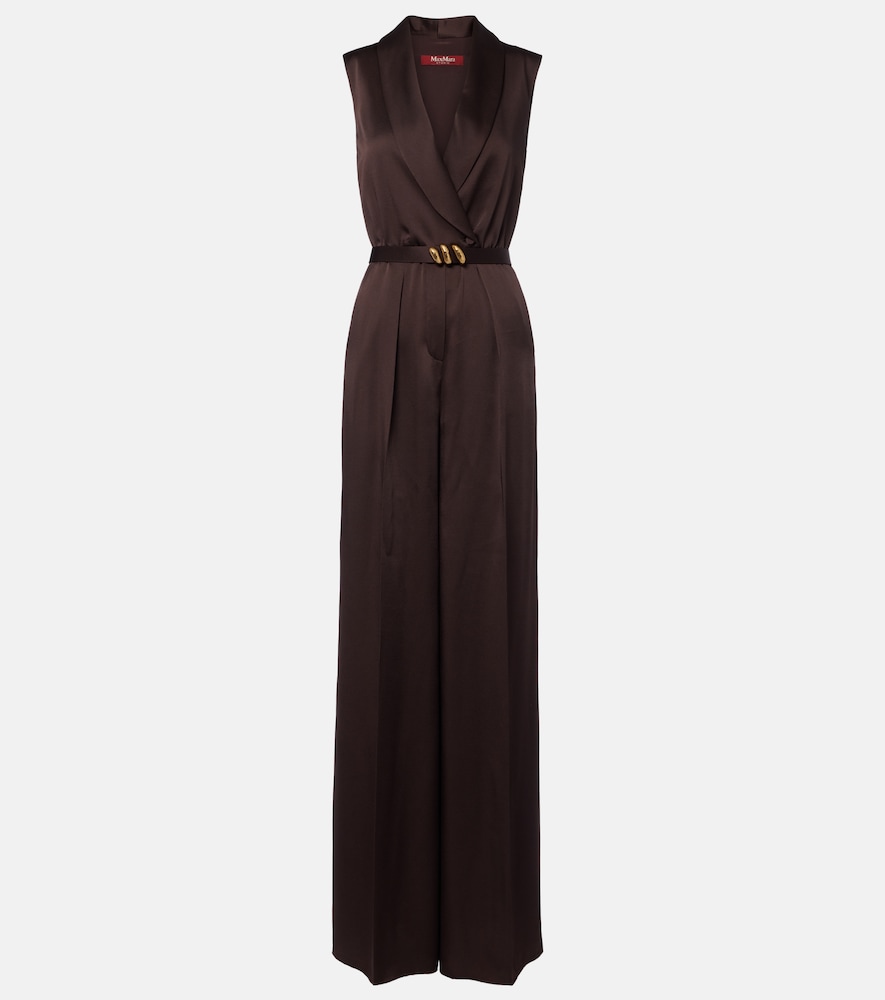 Max Mara Women's Brown Belted Satin Jumpsuit UK Size 16 - Mytheresa