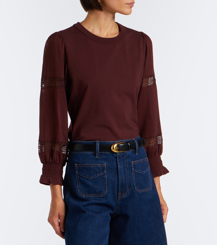 Bellamie Lace-Trimmed Cotton-Blend Jersey Top