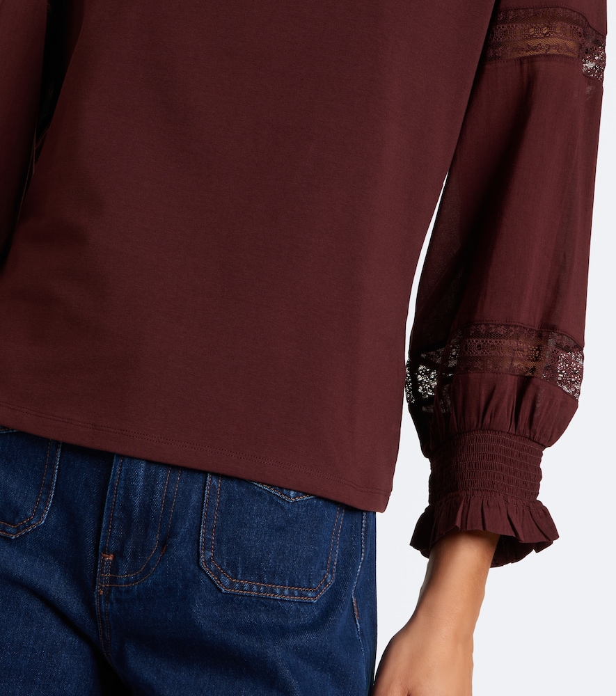 Bellamie Lace-Trimmed Cotton-Blend Jersey Top