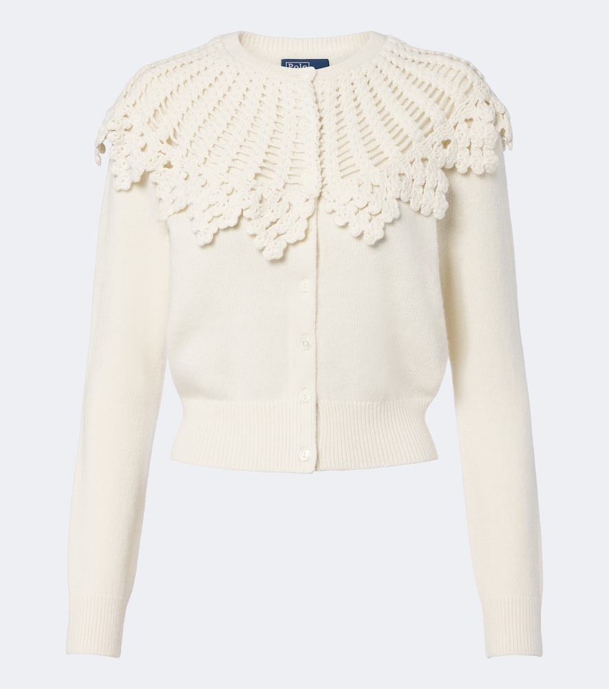 Cardigan in lana e alpaca con crochet