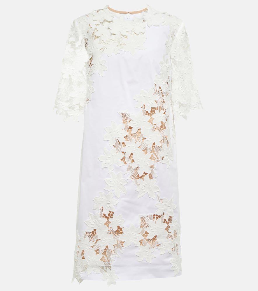Oscar de la Renta Guipure lace-paneled cotton minidress