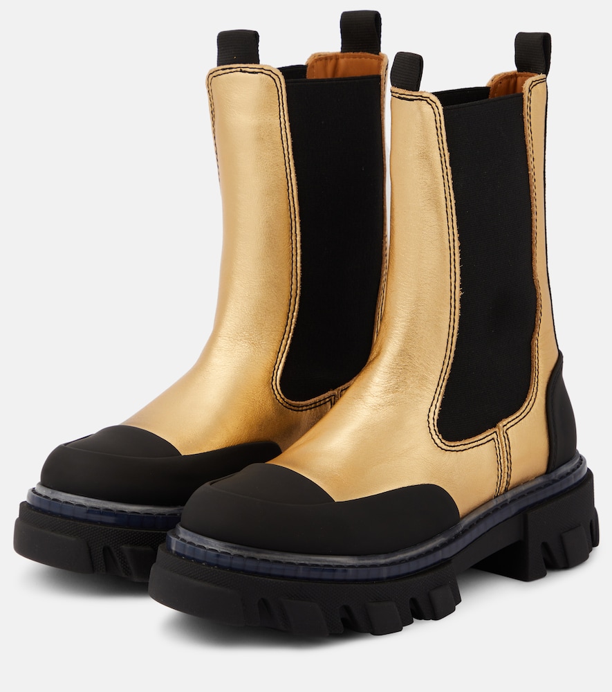  Ganni Ganni Metallic Leather Chelsea Boots 