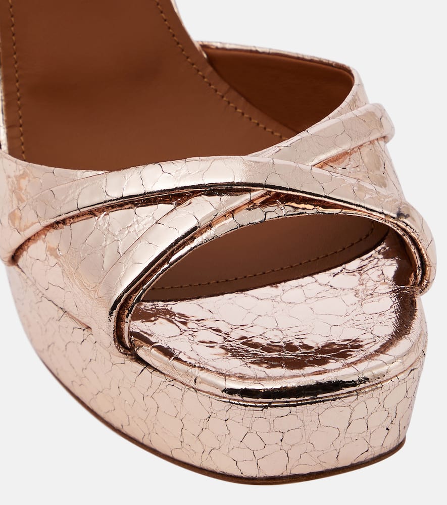 Shop Malone Souliers Keaton Mirrored Leather Platform Sandals In Metallic