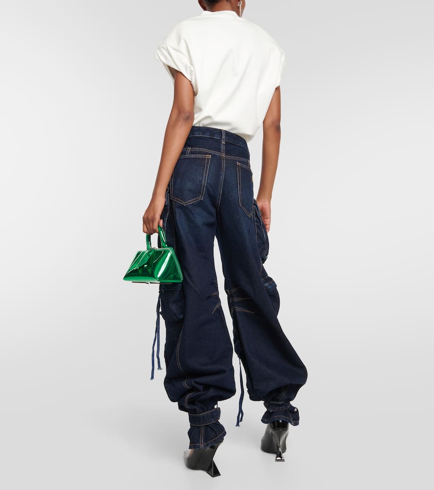 Shop Attico Fern Denim Cargo Pants In Blue