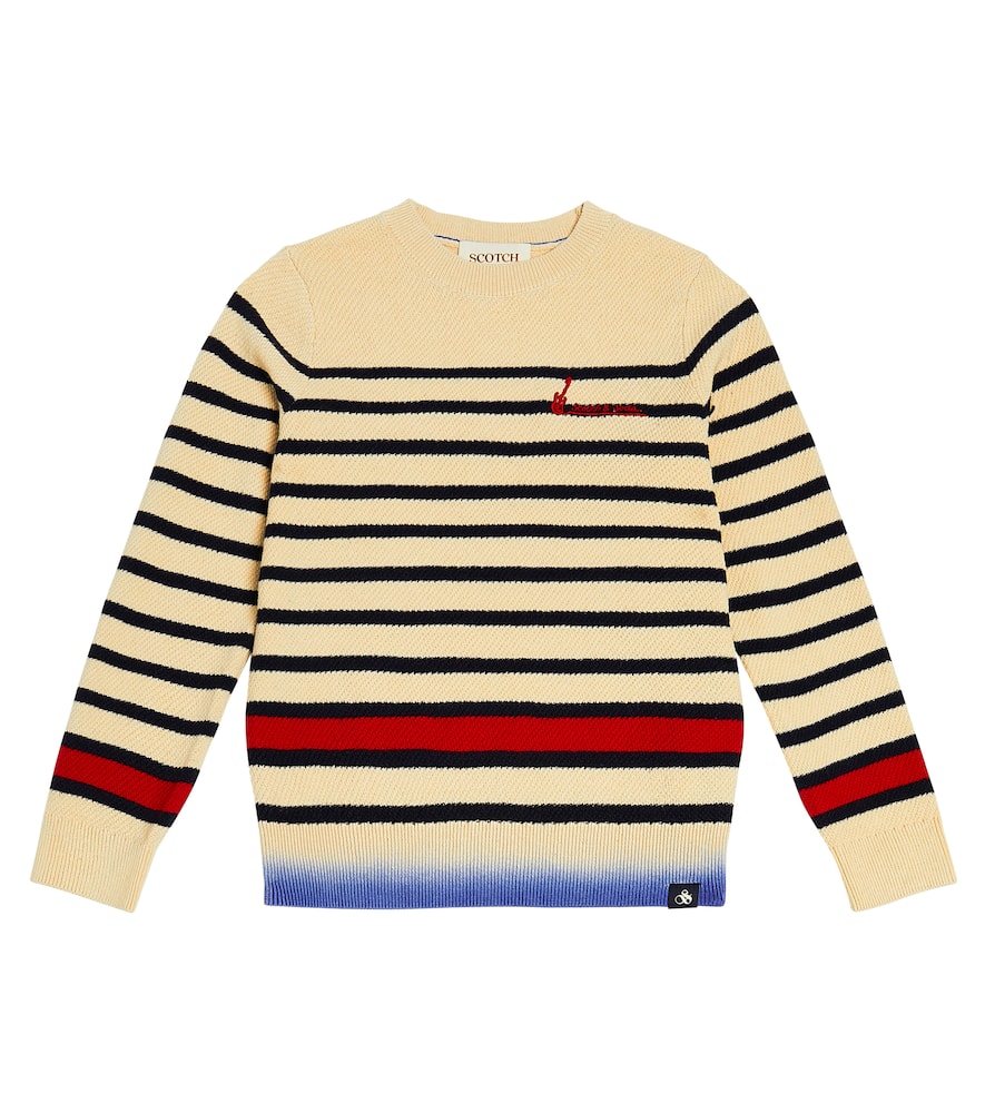 Scotch & Soda Kids Striped cotton and wool sweater