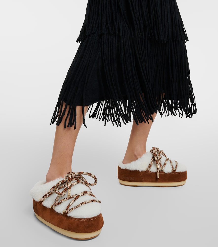 Suede-Trimmed Shearling Mules