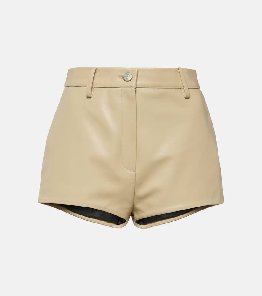 High-rise leather shorts