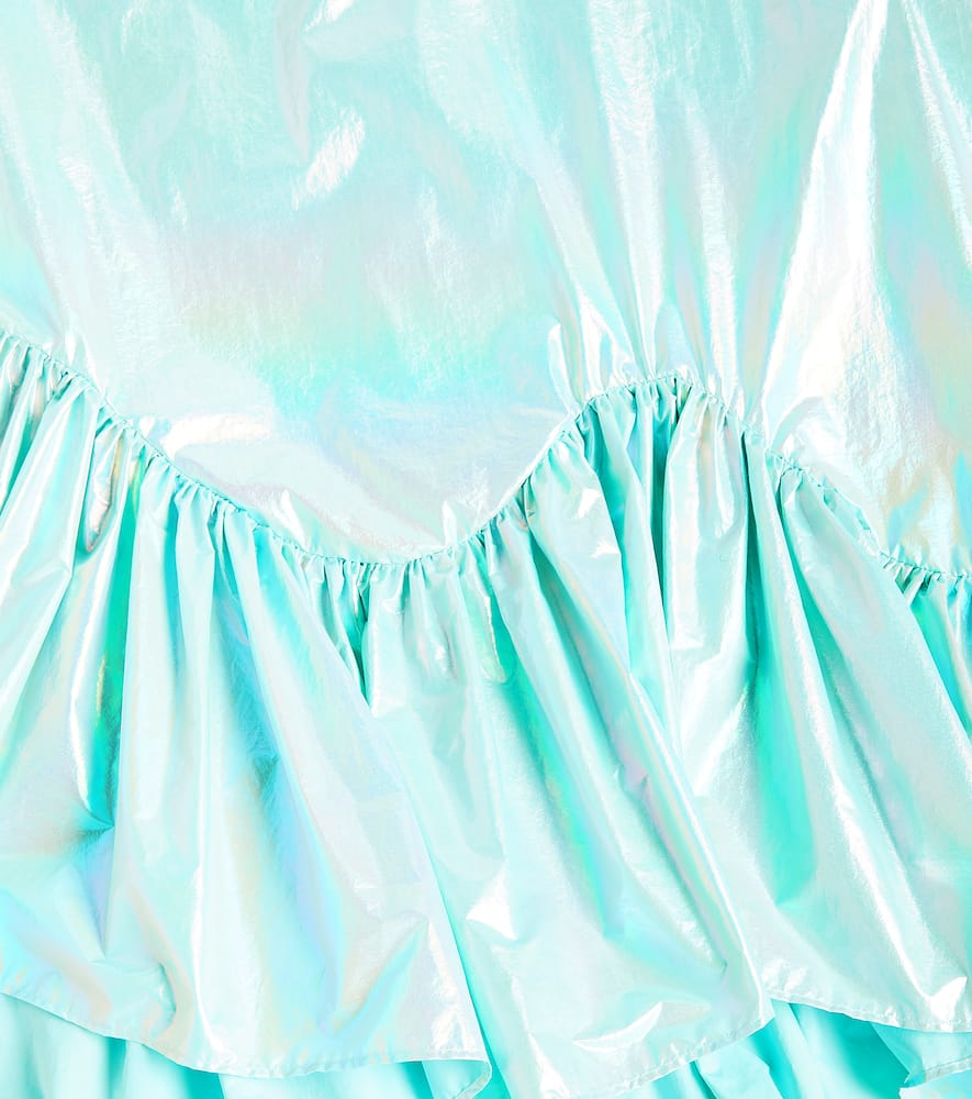 Caroline Bosmans Ruffled Metallic Dress In Blue