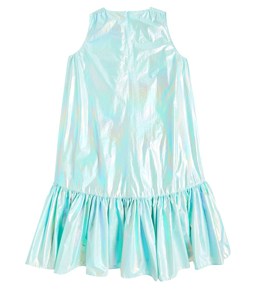 Shop Caroline Bosmans Ruffled Metallic Dress In Blue