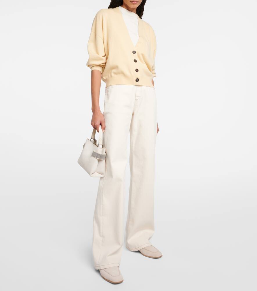 Brunello Cucinelli Garment-dyed Wide-leg Jeans In Neutrals