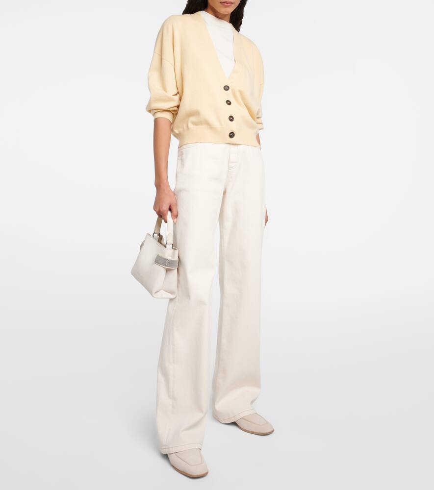 Shop Brunello Cucinelli Garment-dyed Wide-leg Jeans In Neutrals