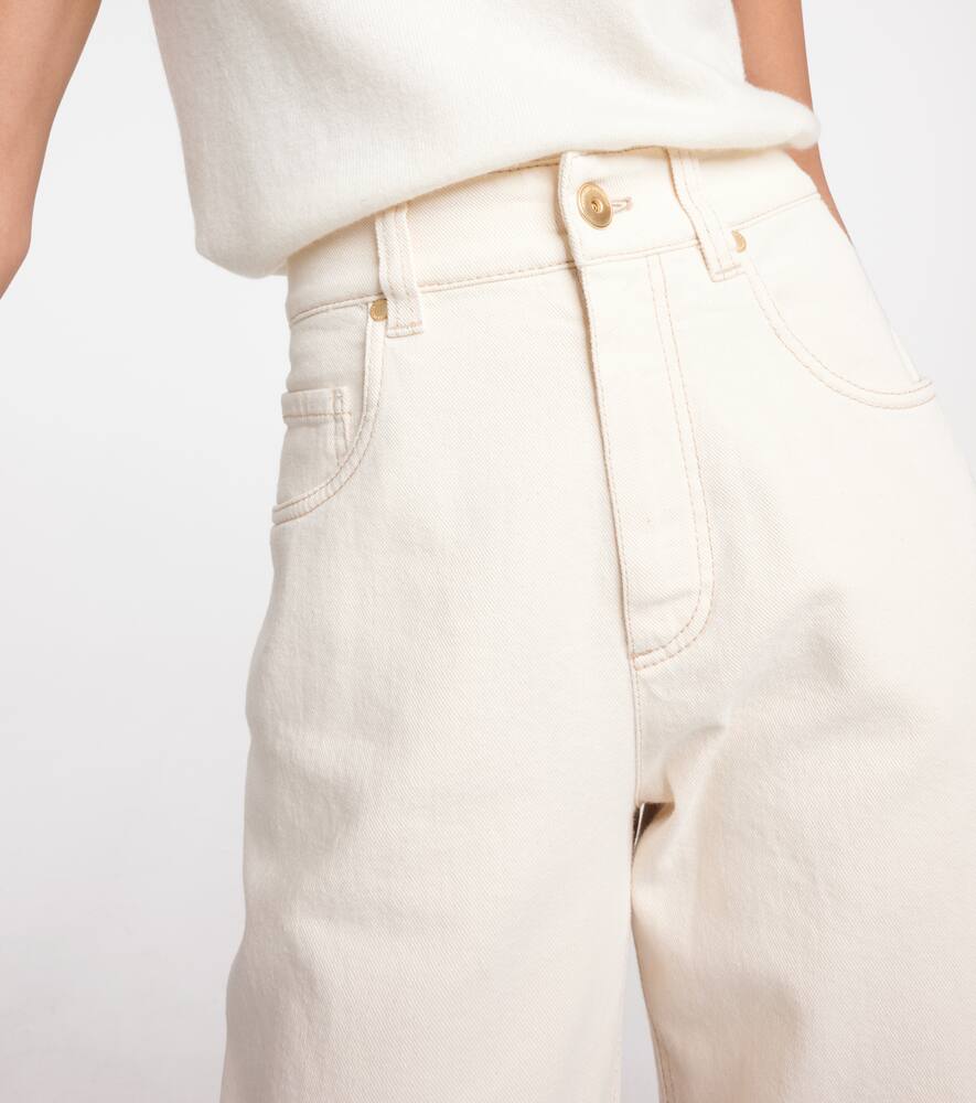 Shop Brunello Cucinelli Garment-dyed Wide-leg Jeans In Neutrals