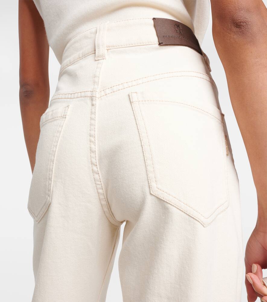 Brunello Cucinelli Garment-dyed Wide-leg Jeans In Neutrals