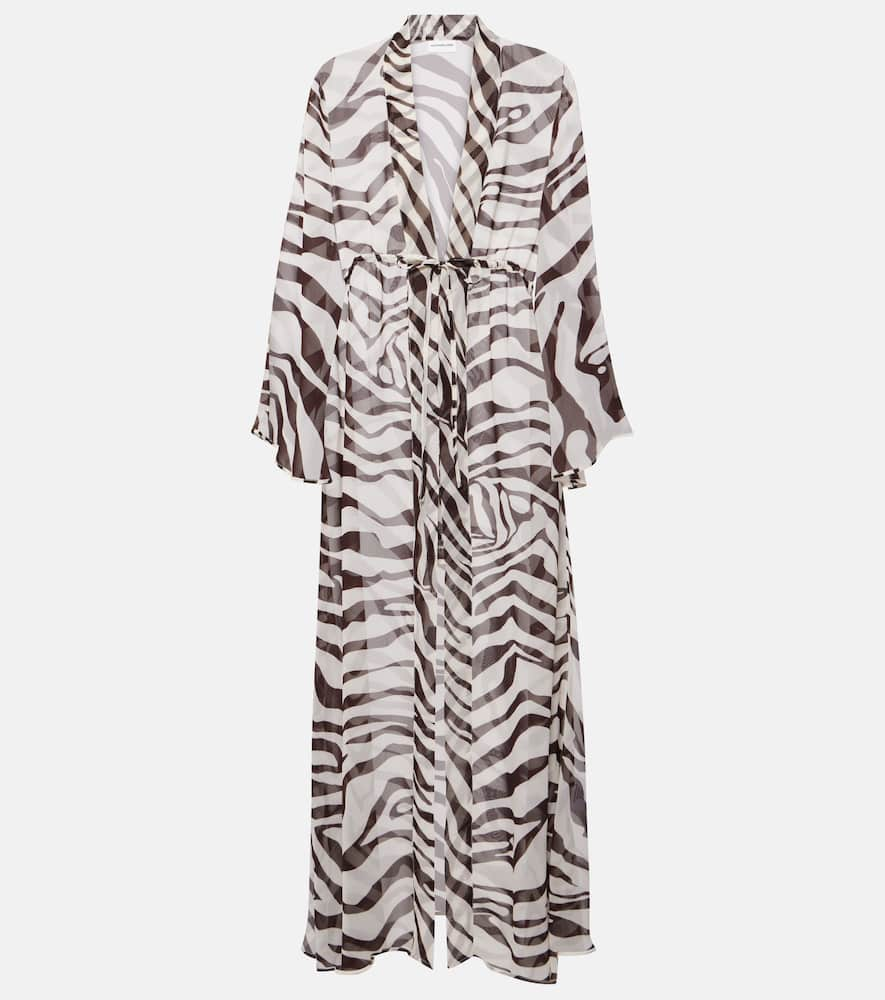 Alexandra Miro Betty Zebra-print Chiffon Kaftan In Choc Zebra