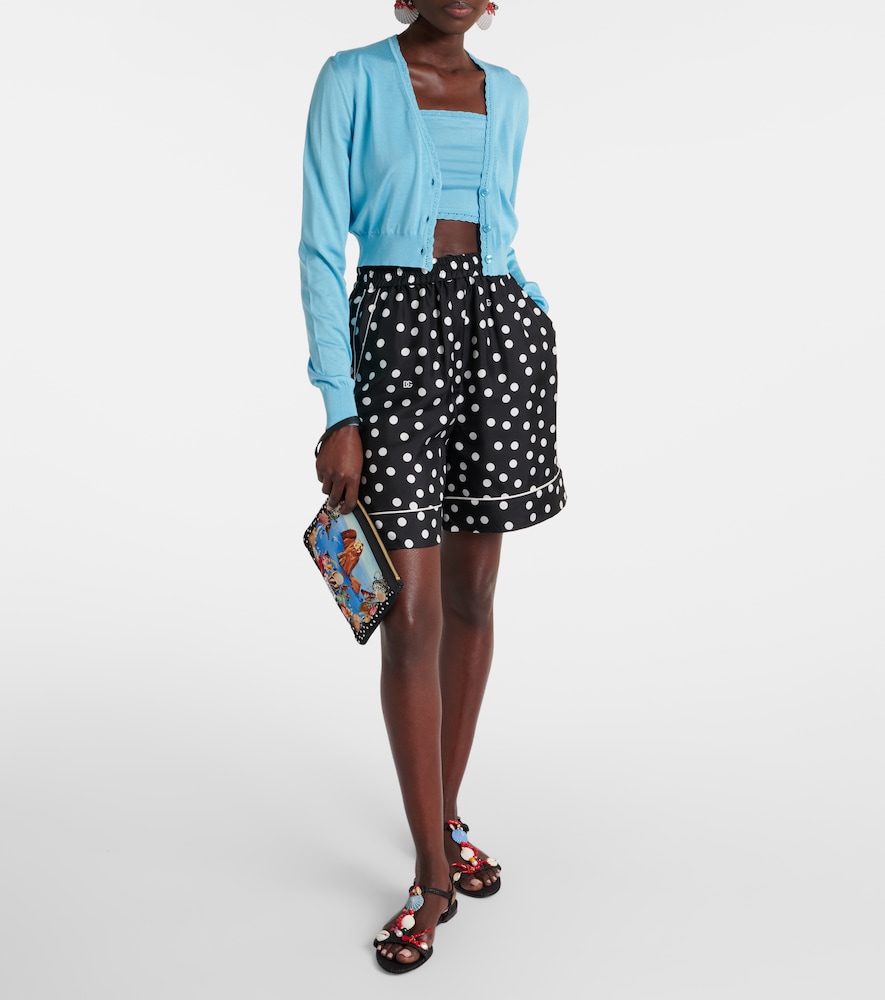 Dolce & Gabbana Lace-trimmed silk crop top