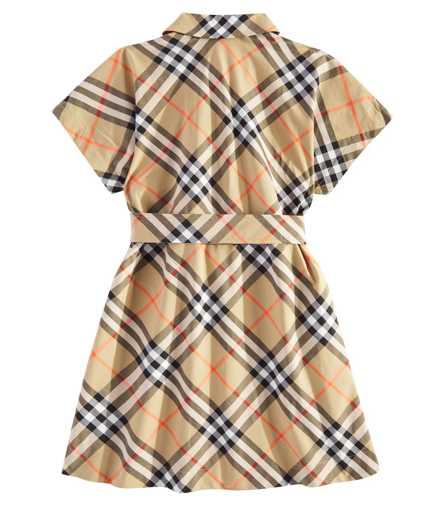 Burberry Girls Sand Ip Check Kids Giulietta Checked Cotton-poplin Dress In Beige