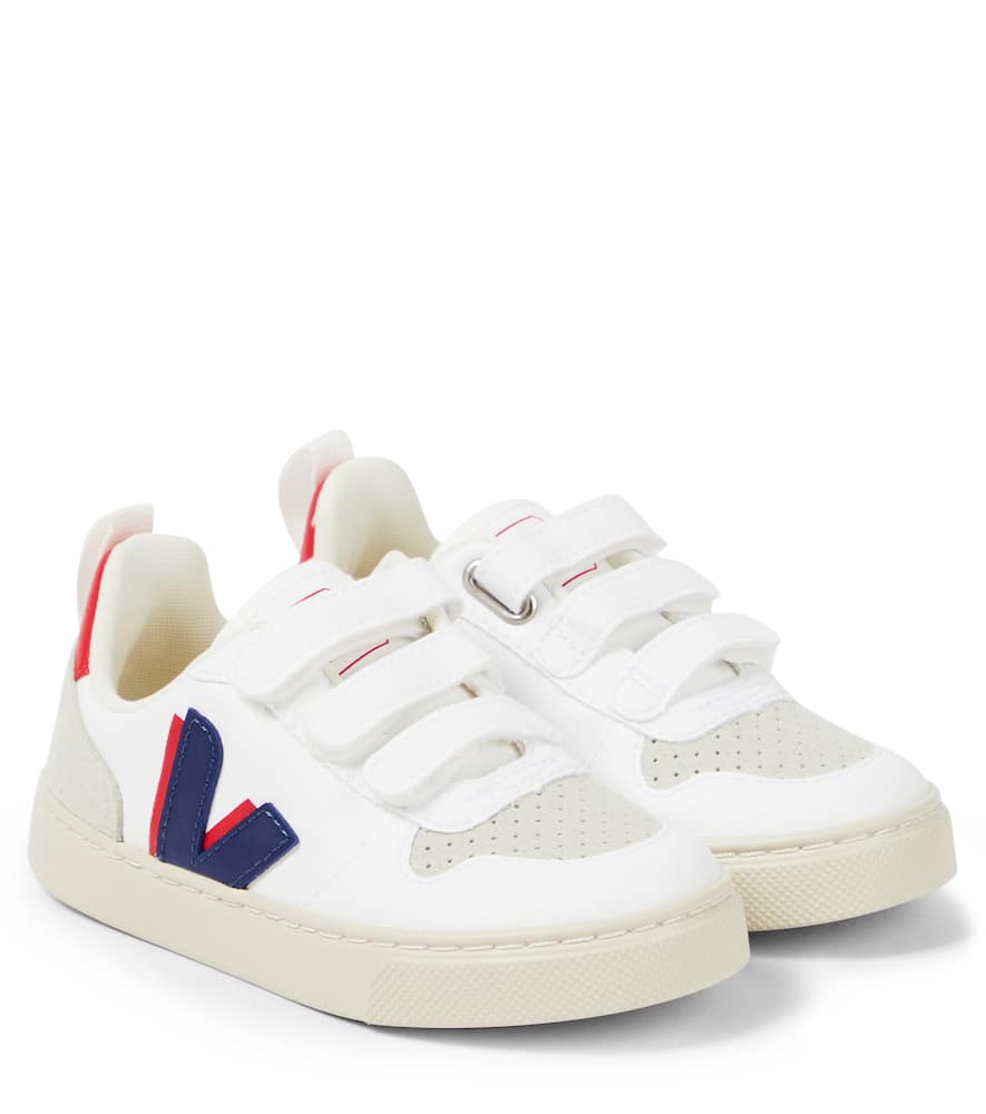 Veja Kids V-10 suede-trimmed leather sneakers