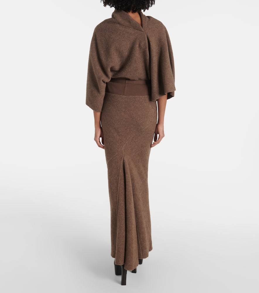 Rick Owens Coda Wool Maxi Skirt In Brown