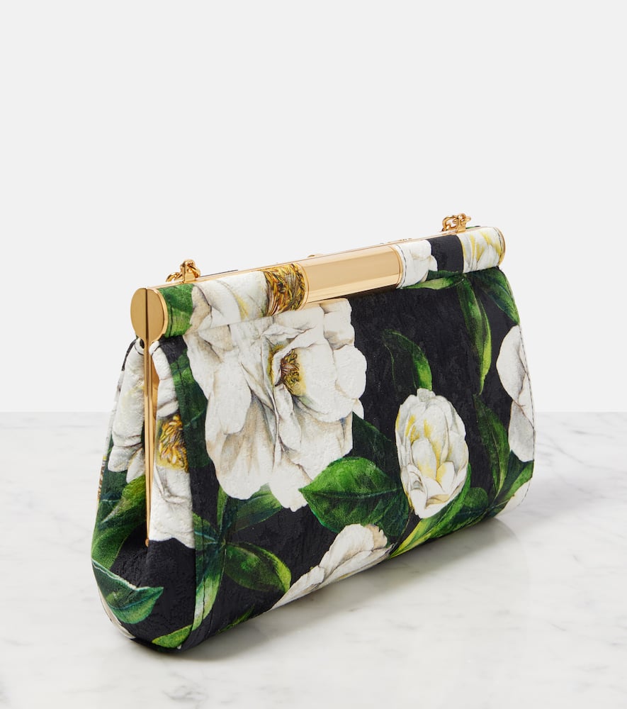 Shop Dolce & Gabbana Marlene Floral Brocade Clutch In Multicoloured