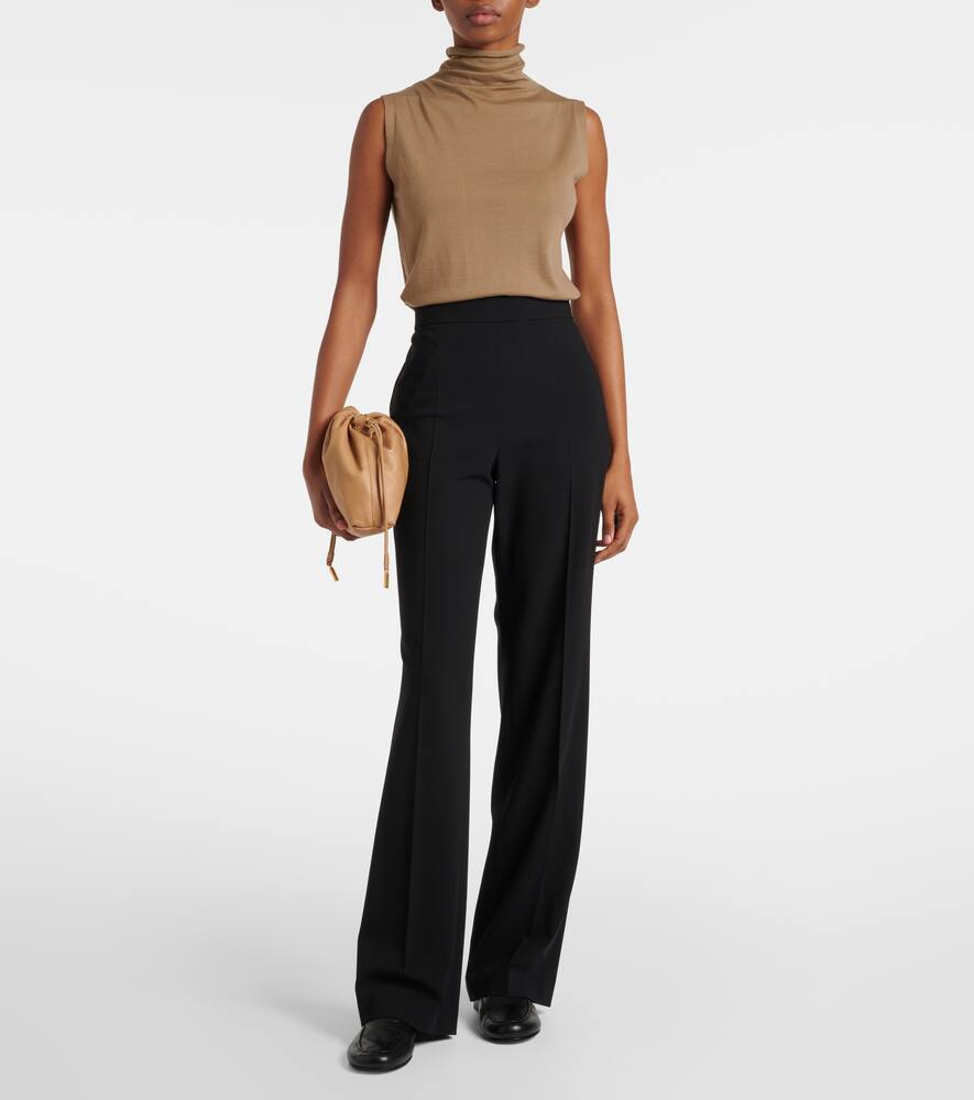 The Row Ikatu Wool Jersey Turtleneck Top In Beige