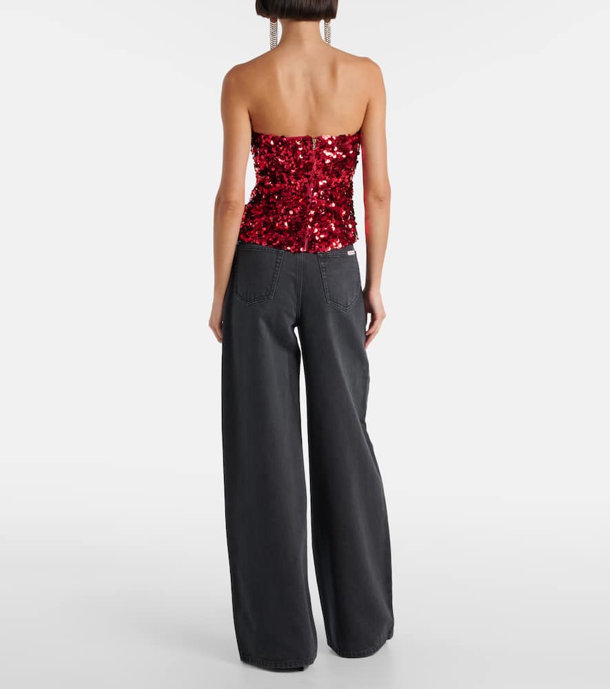 Self-portrait Sequined Corset In Rot