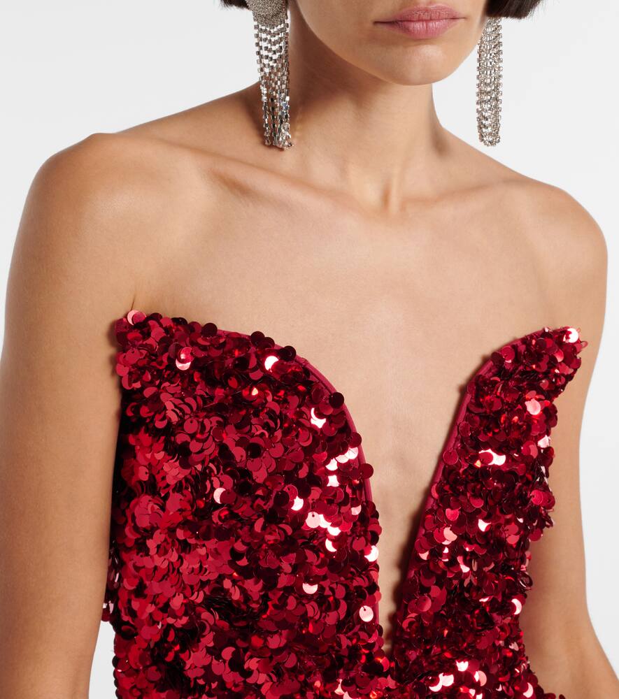 Self-portrait Sequined Corset In Rot