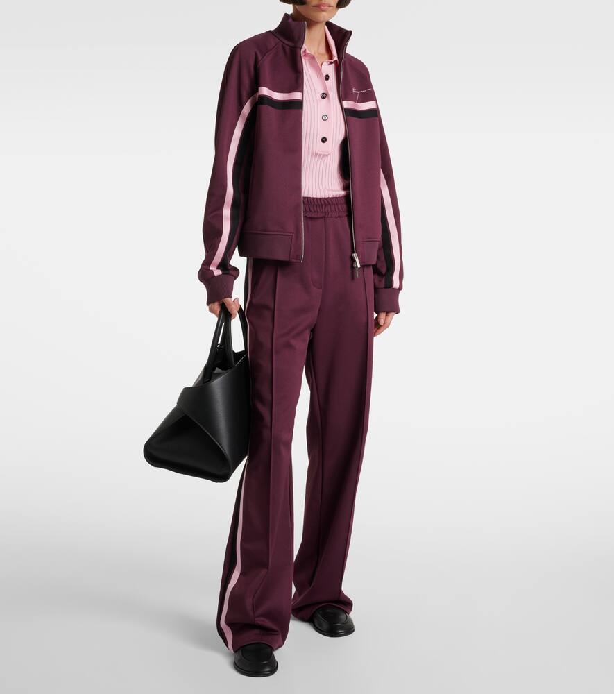 Ferragamo Reversible Jersey Track Pants In Burgundy